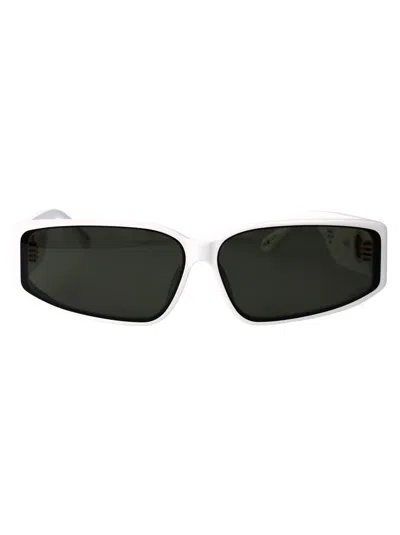 Linda Farrow Sunglasses In White/lightgold/grey