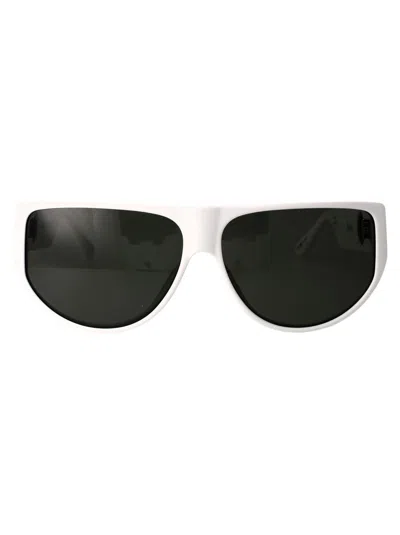Linda Farrow Sunglasses In White/whitegold/grey