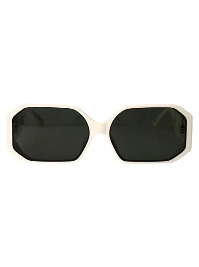 Linda Farrow Sunglasses In White/yellowgold/grey