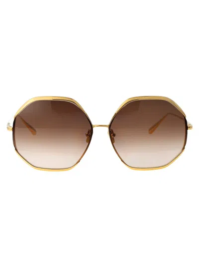 Linda Farrow Sunglasses In Yellowgold/browngrad
