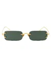 Linda Farrow Rectangular Sunglasses In Yellowgold/whitegold/green