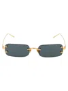 Linda Farrow Talor Rectangular Frame Sunglasses In Yellowgold/whitegold/grey