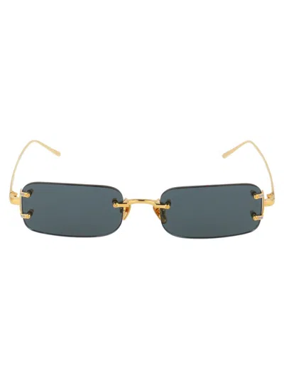 Linda Farrow Rimless Rectangular-frame Sunglasses In Yellowgold/whitegold/grey