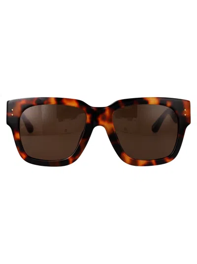 Linda Farrow T-shell/ Yellow Gold/ Brown Acetate+metal Sunglasses