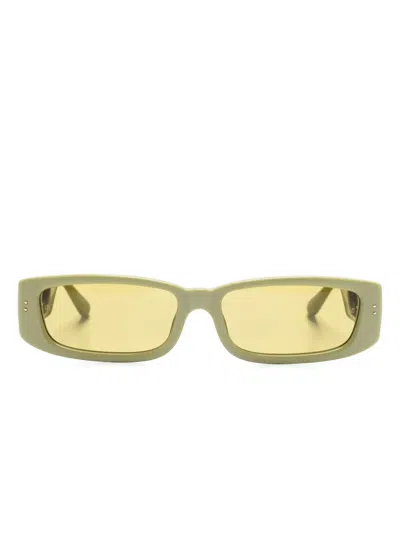 Linda Farrow Talita Rectangular-frame Sunglasses In Green