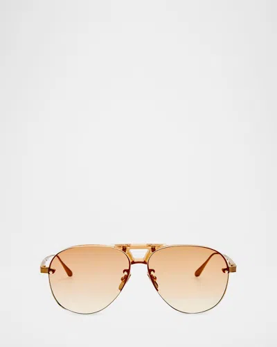 Linda Farrow Taya 59mm Aviator Sunglasses In Brown