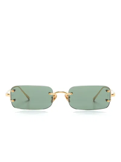 Linda Farrow Taylor Rectangle-frame Sunglasses In Gold