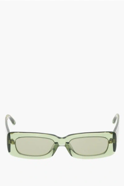 Linda Farrow The Attico Solid Color Rectangular Mini Marfa Sunglasses In Green