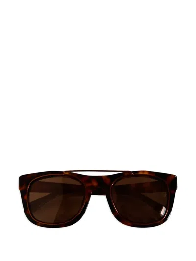 Linda Farrow Top-bar Square-frame Sunglasses In Brown
