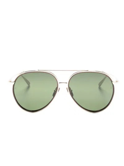 Linda Farrow Torino Pilot-frame Sunglasses In Green