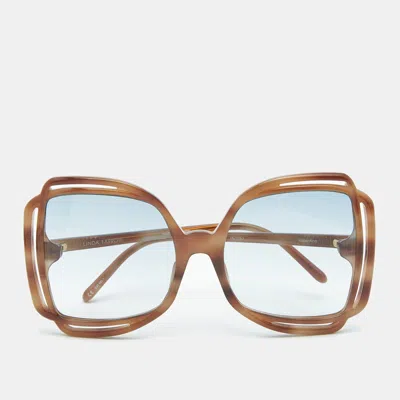 Pre-owned Linda Farrow Tortoise Brown Valentina Butterfly Sunglasses