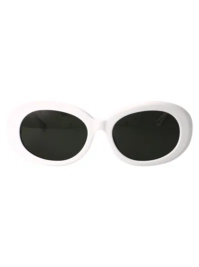 Linda Farrow White/lightgold/grey Acetate Sunglasses