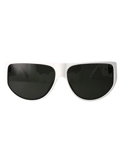 LINDA FARROW LINDA FARROW WHITE/WHITEGOLD/GREY ACETATE SUNGLASSES