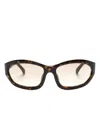 Linda Farrow X Dries Van Noten 215 Biker-style Frame Sunglasses In Brown