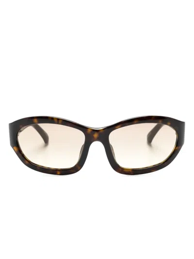 Linda Farrow X Dries Van Noten 215 Biker-style Frame Sunglasses In Brown