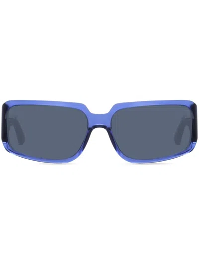 Linda Farrow X Dries Van Noten Rectangle-frame Sunglasses In Blue