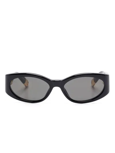 Linda Farrow X Jacquemus Oval-frame Sunglasses In Black