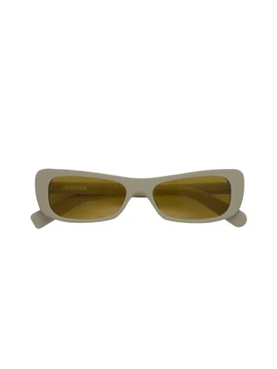 Linda Farrow X Jacquemus Angular Capri Sunglasses With Yellow Lenses And Uv Protection In Gray