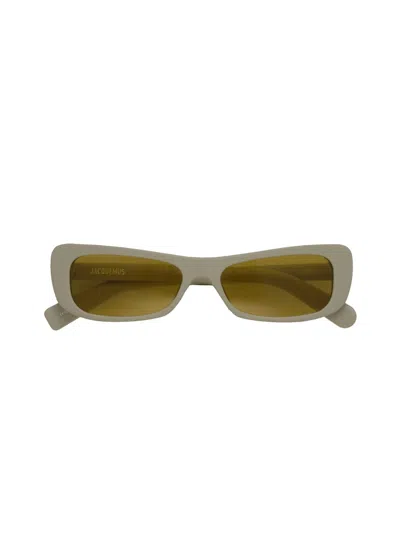 Linda Farrow X Jacquemus Angular Capri Sunglasses With Yellow Lenses And Uv Protection In Grey