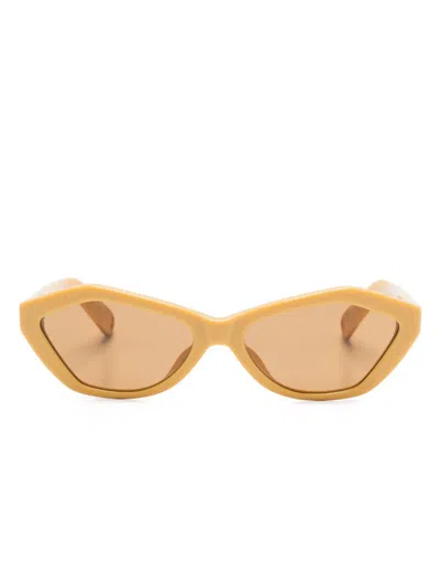 Linda Farrow X Jacquemus Geometric-frame Sunglasses In Brown