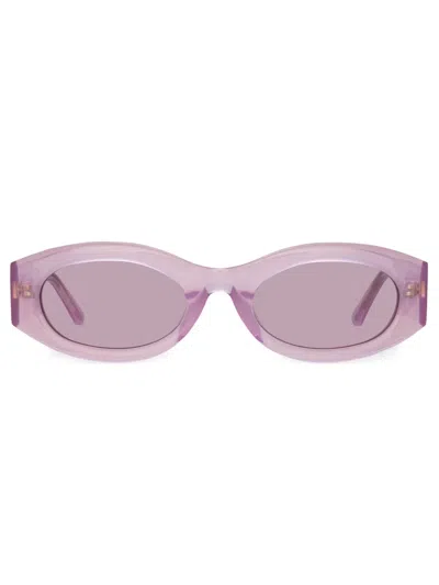 Linda Farrow X The Attico Berta Oval Sunglasses In Purple