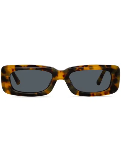 Linda Farrow X The Attico Mini Marfa Rectangle-frame Sunglasses In Brown