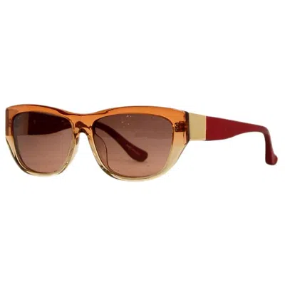 Pre-owned Linda Farrow X The Row Orange Ombre Sunglasses W/ Leather Accent