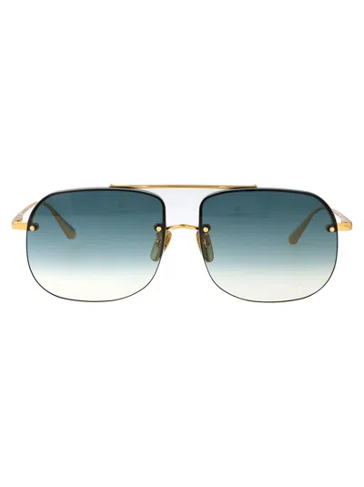 Linda Farrow Yellowgold/aquagrad Titanium Sunglasses In Gold