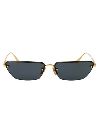 Linda Farrow Cleo Titanium Sunglasses In Blue