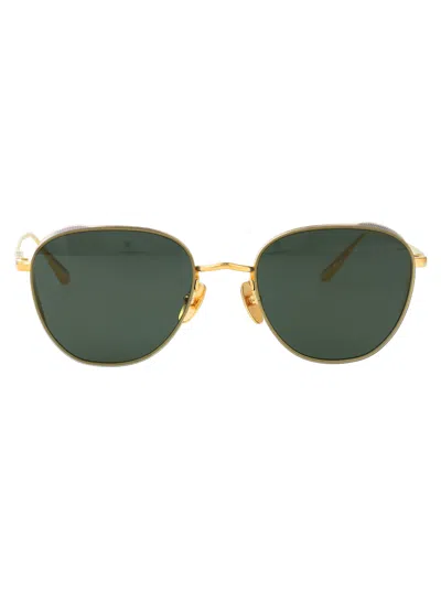 Linda Farrow Hardy 22kt Gold-plated Titanium Sunglasses In Green