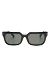 Linda Farrow Yoan Rectangle-frame Sunglasses In Black