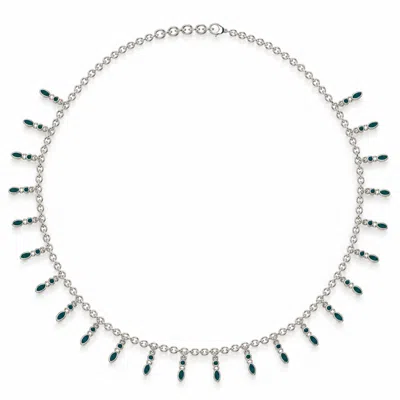 Linda Fiore Women's Amalei Silver Necklace With Dark Green Enamel