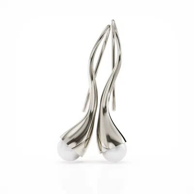 Linda Fiore Women's Bella Solid Silver Earrings With Large Freshwater Pearls