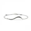 Linda Fiore Women's Black / Silver Swirl Bracelet Silver With Onyx Cz