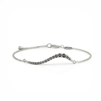 Linda Fiore Women's Black / Silver Swirl Bracelet Silver With Onyx Cz