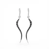 Linda Fiore Women's Black / Silver Swirl Earrings Silver With Black Onyx Cz