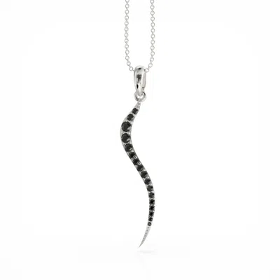 Linda Fiore Women's Black / Silver Swirl Necklace Silver & Black Cz In Multi