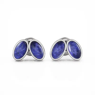 Linda Fiore Women's Blue / Silver You & Me Baby Sterling Silver Earrings With Blue Lapis Lazuli