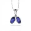 Linda Fiore Women's Blue / Silver You & Me Baby Sterling Silver Necklace With Blue Lapis Lazuli Stones