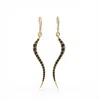 Linda Fiore Women's Gold / Black Swirl Earrings Gold Vermeil With Black Onyx Cz