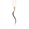 Linda Fiore Women's Gold / Black Swirl Necklace Gold With Onyx Cz