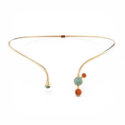 Linda Fiore Women's Gold / Blue / Yellow Aurora Collier Gold Vermeil In Multi