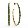 Linda Fiore Women's Gold / Green / White Adeline Mint Green Enamel Hoop Earrings Gold Vermeil
