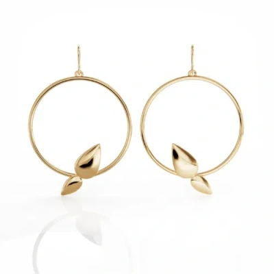 Linda Fiore Women's Lotus Hoop Earrings, Gold Vermeil