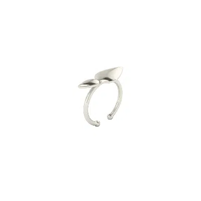 Linda Fiore Women's Lotus Ring, Small Leaves Silver