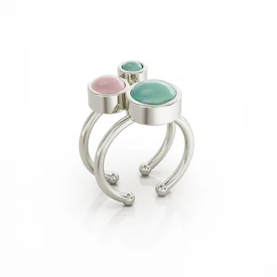 Linda Fiore Women's Pink / Purple / Blue Aurora Ring Sterling Silver