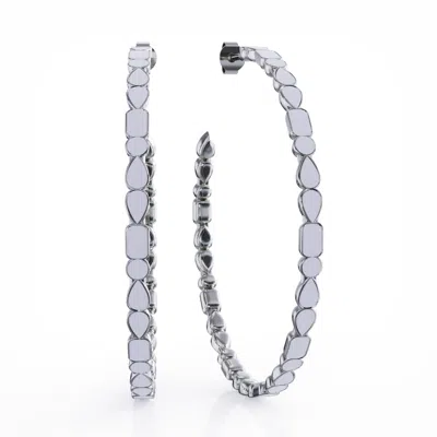 Linda Fiore Women's White Adeline Creme Enamel Sterling Silver Hoop