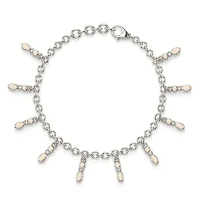 Linda Fiore Women's White Amalei Silver Bracelet With Creme Enamel