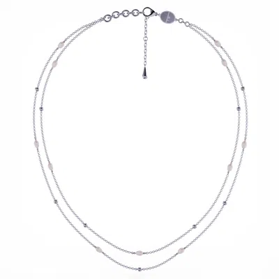 Linda Fiore Women's White / Silver Ava Double Pearl Silver Necklace