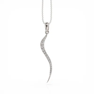 Linda Fiore Women's White / Silver Swirl Necklace Silver With Clear Cz
